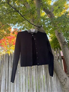 J. Crew Black Crewneck Button Cardigan